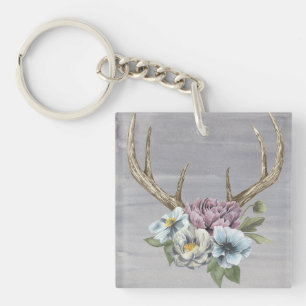 Floral Deer Antlers Sleutelhanger