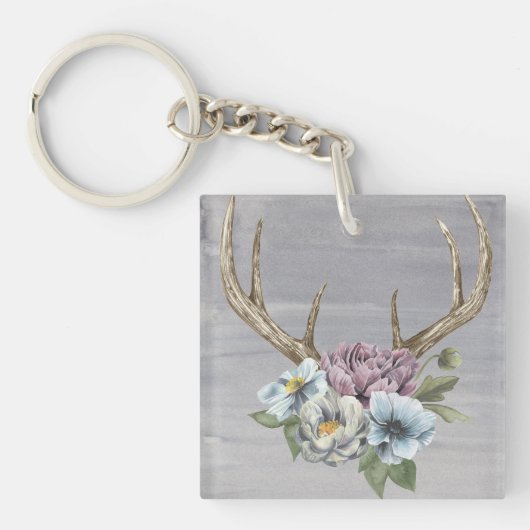 Floral Deer Antlers Sleutelhanger (Voorkant)