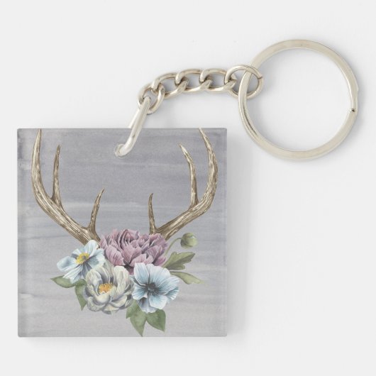 Floral Deer Antlers Sleutelhanger (Achterkant)