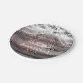 Floral Deer Antlers & String Lights Rustieke parti Papieren Bordje (Gekanteld)