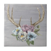Floral Deer Antlers Tegeltje (Voorkant)
