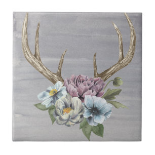 Floral Deer Antlers Tegeltje