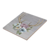 Floral Deer Antlers Tegeltje (Zijkant)