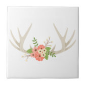 Floral Deer Antlers Tegeltje (Voorkant)
