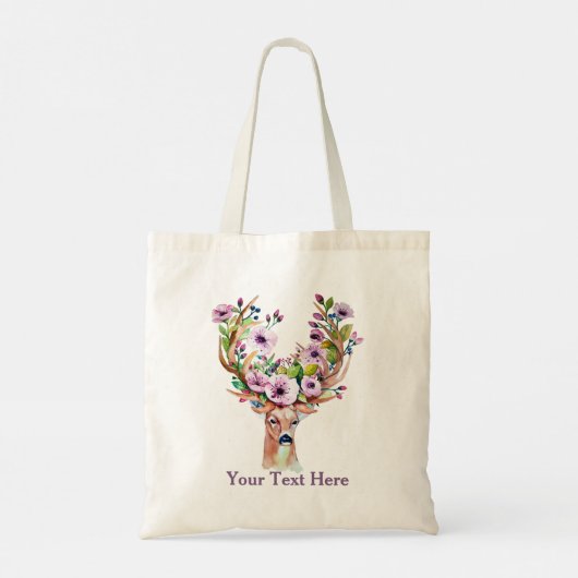 Floral Deer Antlers Tote Bag (Achterkant)