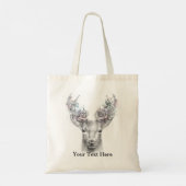 Floral Deer Antlers Tote Bag (Achterkant)