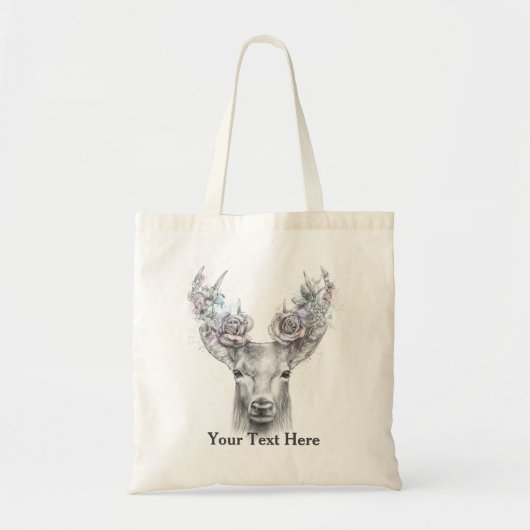 Floral Deer Antlers Tote Bag (Voorkant)