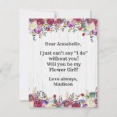 Floral Deer Antlers word je mijn Bloemenmeisje Kaart (Achterkant)