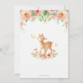 Floral Deer Baby shower Woodland Animals Baby Girl Kaart (Achterkant)