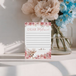 Floral Deer Birthday Message Card Kaart