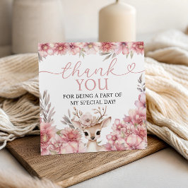 Floral Deer Birthday Thank You Tag Bedankjes Labels