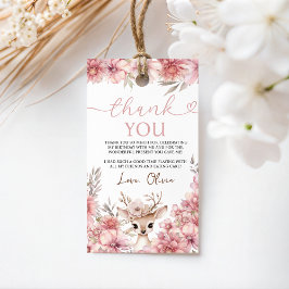 Floral Deer Birthday Thank You Tag Cadeaulabel