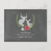 Floral Deer Chalk geïnspireerd om de datum op te s Aankondigingskaart (Voorkant)