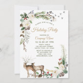 Floral Deer Corporate Holiday Kerstfeest Kaart (Voorkant)