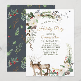 Floral Deer Corporate Holiday Kerstfeest Kaart