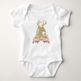 Floral Deer Custom Baby Jersey Bodysuit