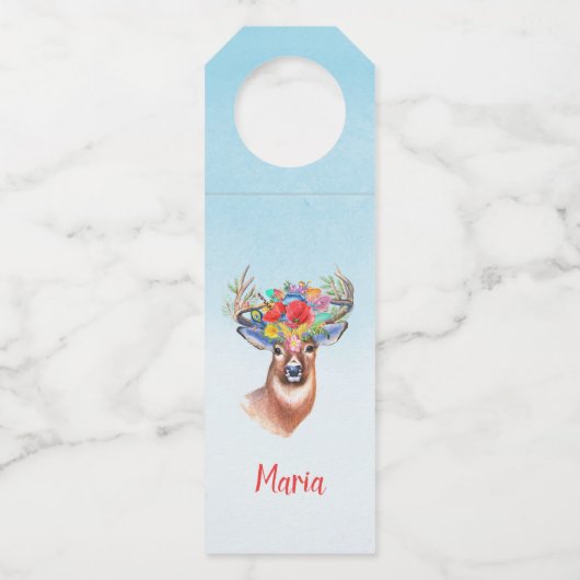 Floral Deer Flessenhanger (Voorkant)