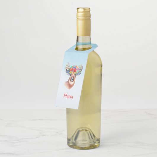 Floral Deer Flessenhanger (Schuin)