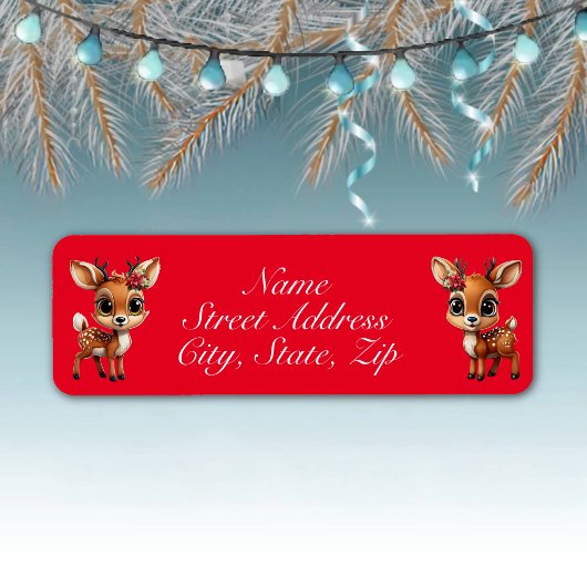 Floral Deer, Floral Fawn, Doe, Rendier 🦌🎄 Rood Etiket