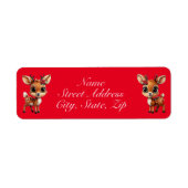 Floral Deer, Floral Fawn, Doe, Rendier 🦌🎄 Rood Etiket (Voorkant)