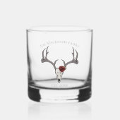 Floral Deer Head Skull familienaam Whisky Glas (Voorkant)