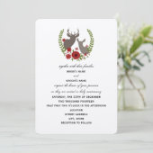 Floral Deer kerstbruiloft Kaart (Staand voorkant)