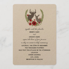 Floral Deer kerstbruiloft Kaart