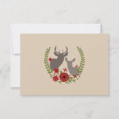 Floral Deer kerstbruiloft RSVP Kaartje (Voorkant)