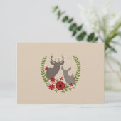 Floral Deer kerstbruiloft RSVP Kaartje (Staand voorkant)