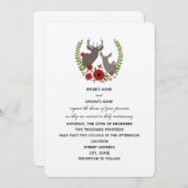 Floral Deer Kerstbruiloft Uitnodiging (Voorkant / Achterkant)