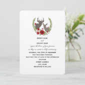 Floral Deer Kerstbruiloft Uitnodiging (Staand voorkant)