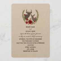 Floral Deer Kerstbruiloft Uitnodiging