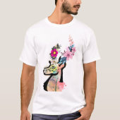 Floral Deer kunst-Natuur & Wildlife Illustratie T-shirt (Voorkant)