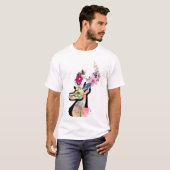 Floral Deer kunst-Natuur & Wildlife Illustratie T-shirt (Voorkant volledig)