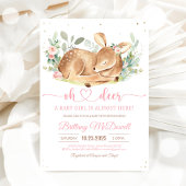 Floral Deer Oh Deer Girl Baby shower Kaart