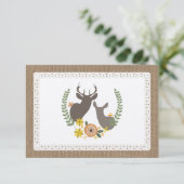 Floral Deer RSVP geïnspireerde Herfst Kaartje (Staand voorkant)
