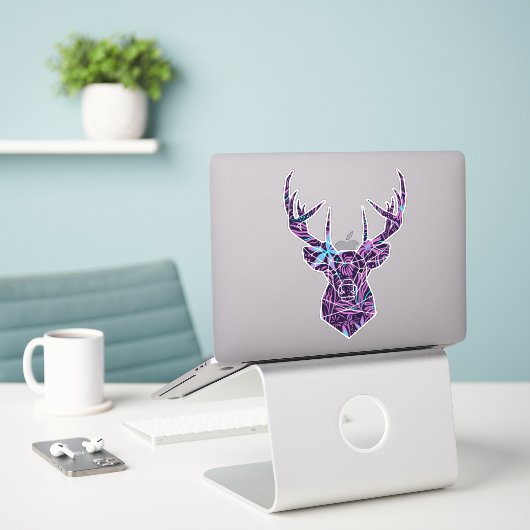 Floral Deer Sticker (Laptop op bureau)