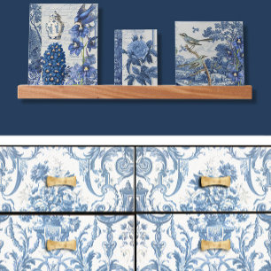 Floral Delft Blue White Elegant Decoupage Tissuepapier