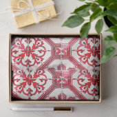  Floral Delft Pink Tegel Ontkoppelde tong Pa Tissuepapier (Geschenk)