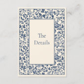 floral Delfts Blauw De details Bloemen Informatiekaartje (Voorkant)