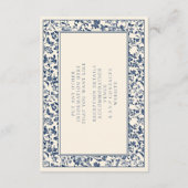 floral Delfts Blauw De details Bloemen Informatiekaartje (Achterkant)