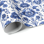 Floral Delfts Blauw II Cadeaupapier (Rol Hoek)