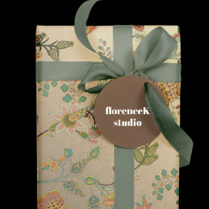 Floral Delicate Oriental Garden Gold Kraft Cali Cadeaupapier