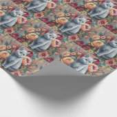 Floral Delight Britse korthaar Cat, Schattigee kit Cadeaupapier (Hoek)