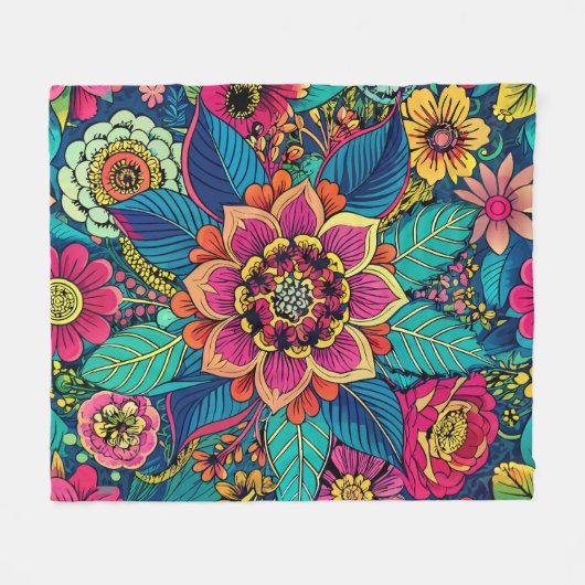 Floral Delight Fleece Deken (Voorkant (Horizontaal))