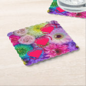 Floral Delight geschulpte vierkante papier Onderze Kartonnen Onderzetters (Gebogen)