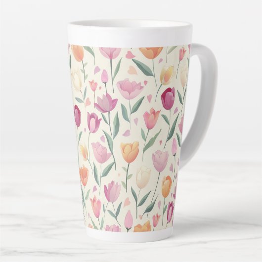 Floral Delight Pattern Latte Mok (Rechterhoek)