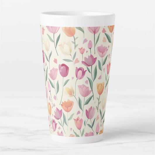 Floral Delight Pattern Latte Mok (Voorkant)