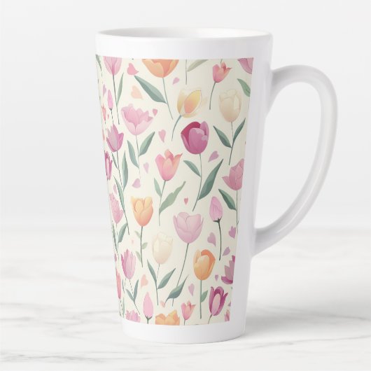 Floral Delight Pattern Latte Mok (Rechts)