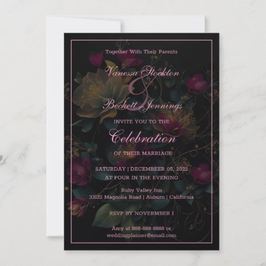 Floral Delight Wedding Uitnodiging (Voorkant)